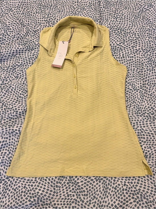 Alia Tops - Alia Sleeveless Polo Tank in Lime Green